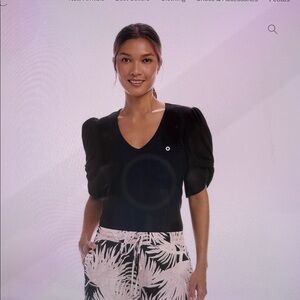 Karen Kane Elegant Black V-Neck Blouse